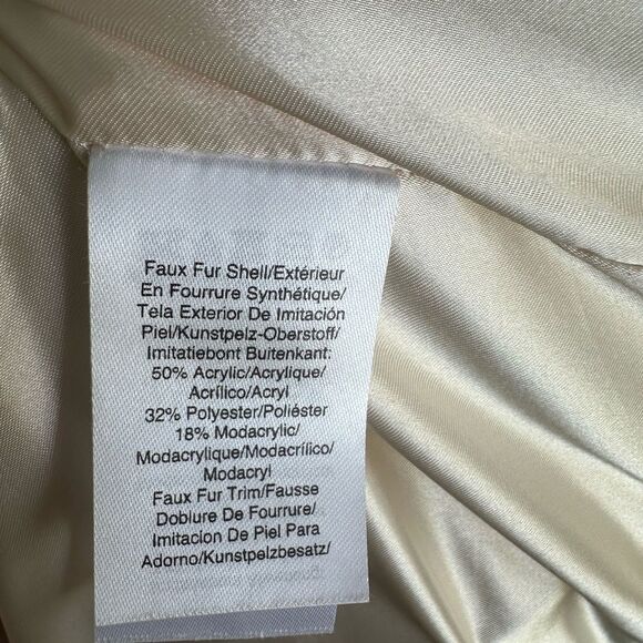 DKNY Long Faux Fur Winter Hooded Jacket with Chevron Pattern Medium - Picture 6 of 7